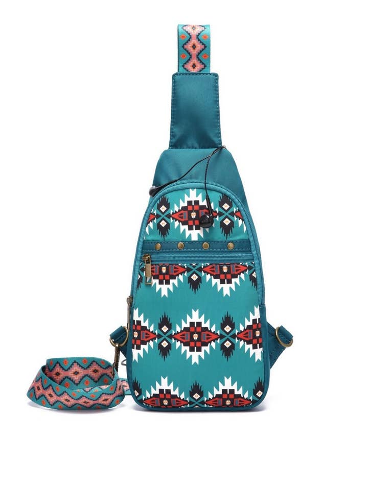 AZTEC PRINT CROSSBODY SLING BAG PURSE for wholesale by DESHENG ENTERPRISE