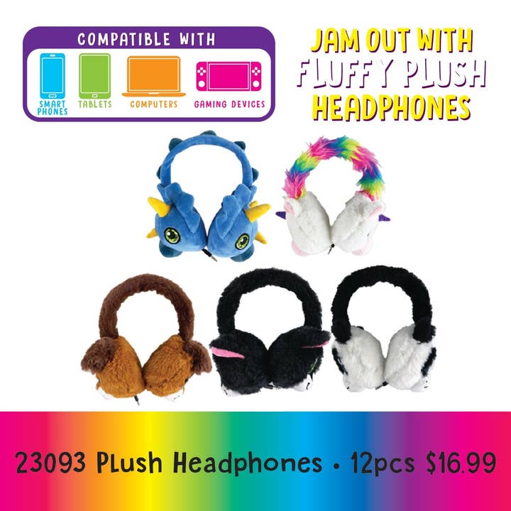 Novelty Brands - Wholesale Retailer Display - Kids & Baby - Plush Headphones W/ Pillows Floor Display - 24 Pieces