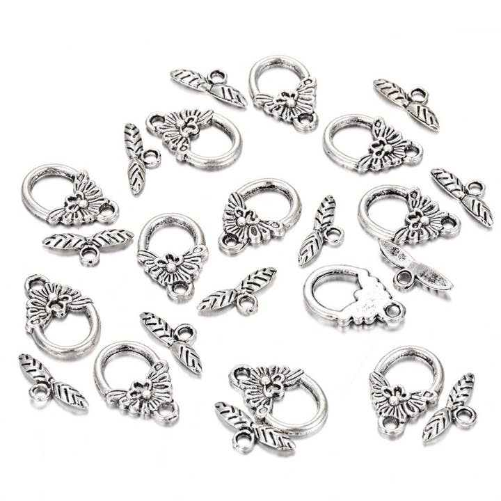 CRCBEADS - Wholesale Clasp - Alloy Silver Charm Toggle Clasps Size 12*18mm Toggle Size 15mm1