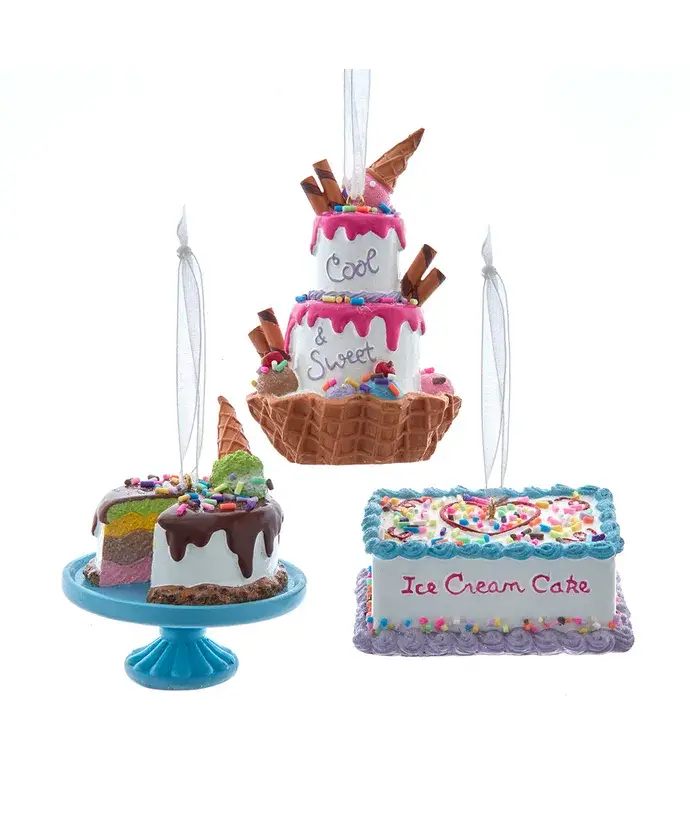 Kurt S. Adler, Inc. - Wholesale Ornament - 3-3.5" Pastel Ice Cream Cake Ornament 3 Assorted0