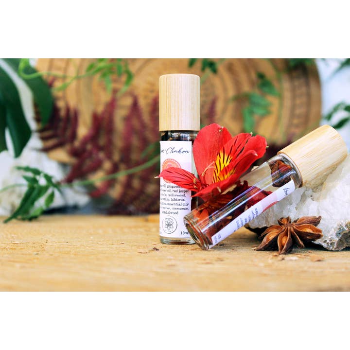 Ayamani Naturals - Wholesale Essential Oil - Root Chakra Balancing Oil with Herbs and Crystals4