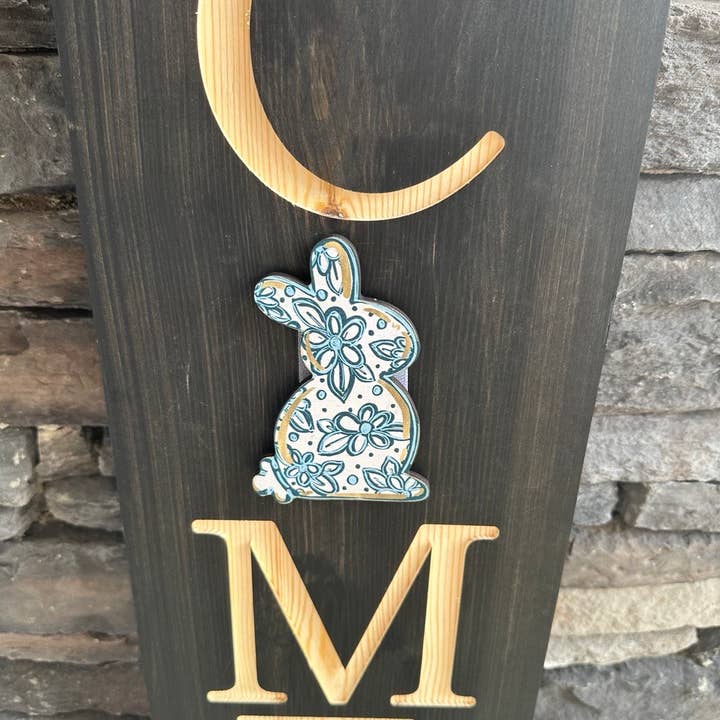 Insert de panneau de bienvenue Floral Bunny pour la vente par Birch and Boulder LLC