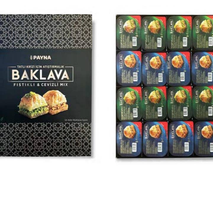 Aladdin - Wholesale Nuts - Payna | Pistachio and Walnut Mix Baklava Gift Box - 16 Single Serve Slices