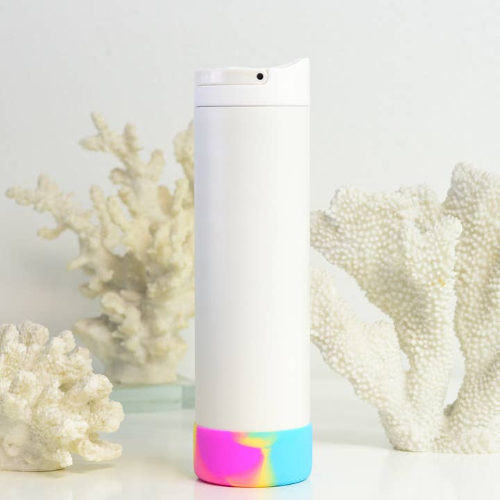 Elemental - Wholesale Water Bottle - 20oz Iconic Pop Bottle - White Tie Dye3