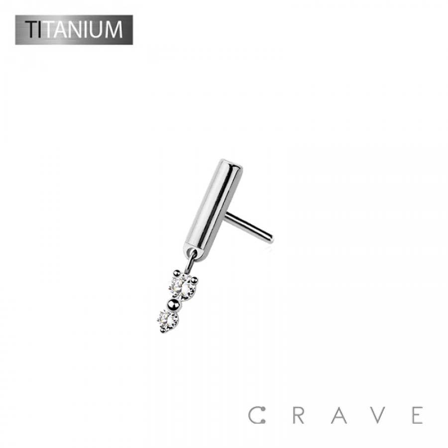 CRAVE - Wholesale Single Earring - IMPLANT GRADE TITANIUM THREADLESS PUSH IN BAR WITH DANGLE0