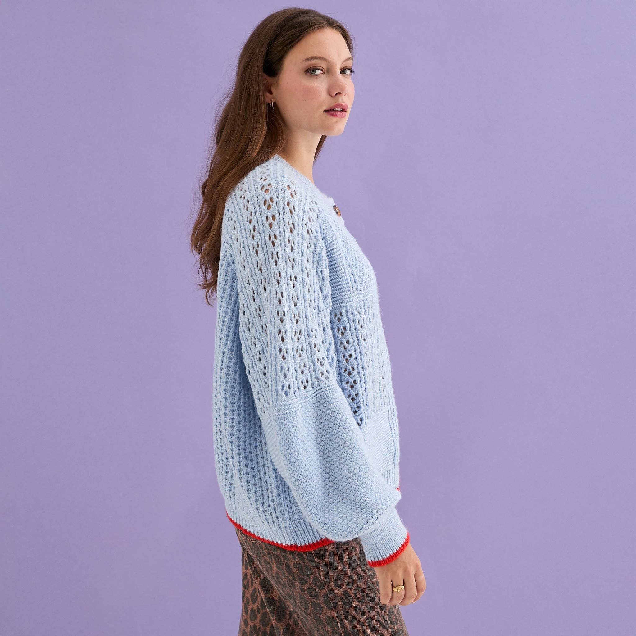 Cara & The Sky - Wholesale Cardigan - Women's - Brigit Pointelle Stitch Balloon Sleeve Cardigan - Blue3