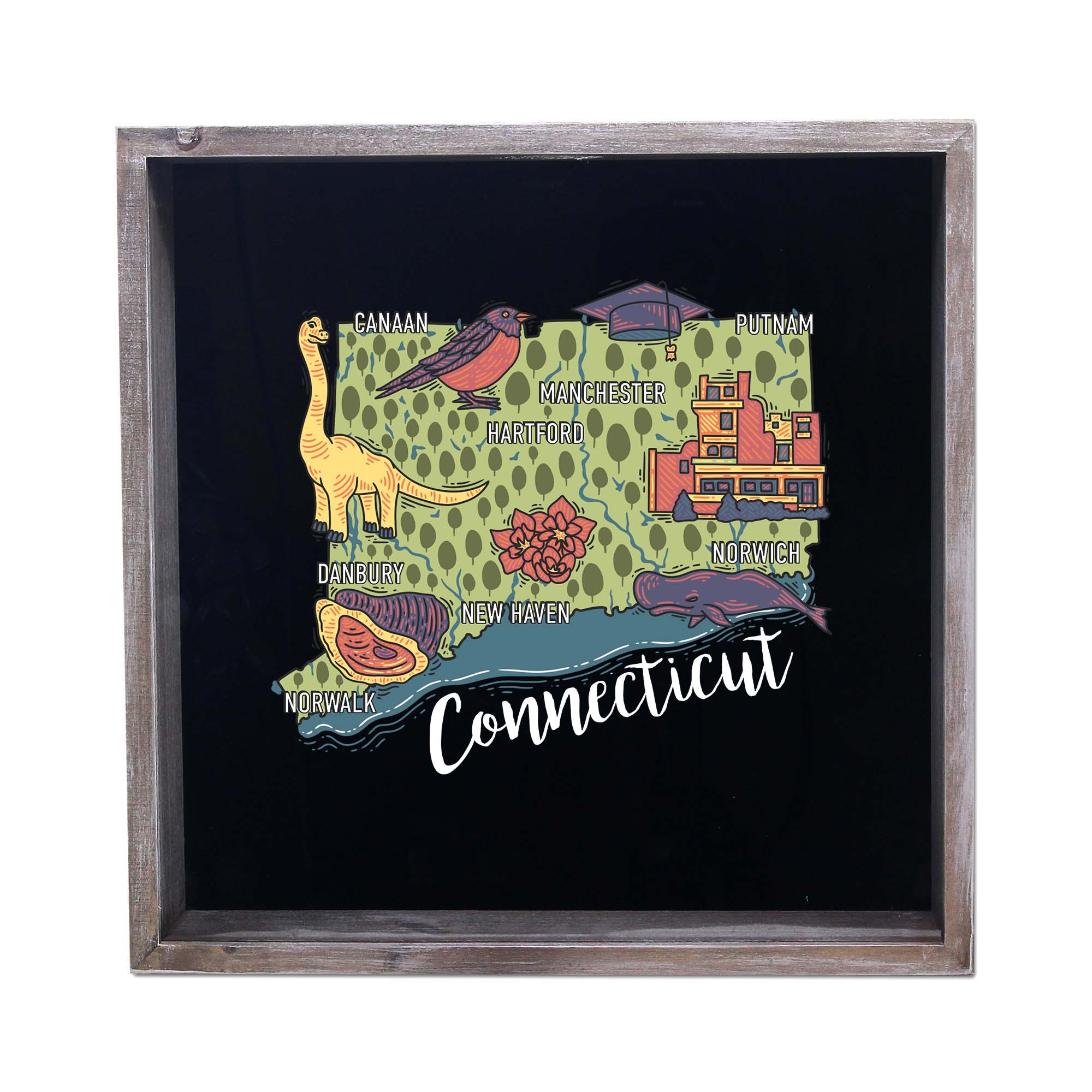 Torched Products - Wholesale Sign - State Map Design Shadow Box - Gray6