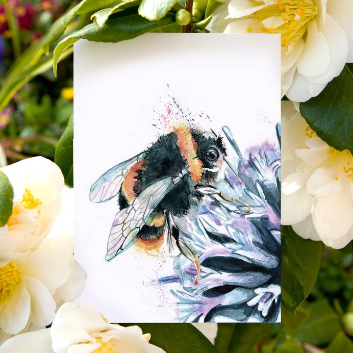 Inky Bumblebee Postcards for wholesale by Kate Moby