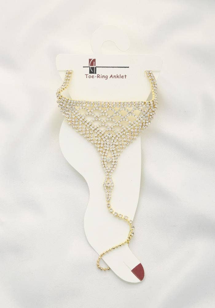 anbfashion - Wholesale Anklet - RHINESTONE TOE RING ANKLET A-51521