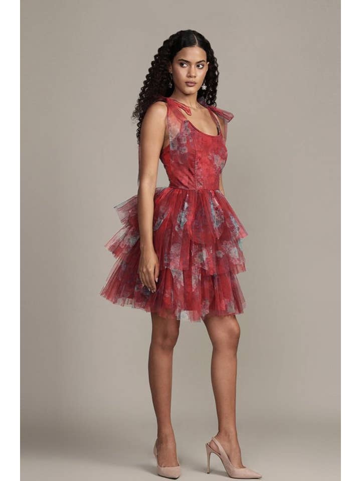 Sava Mini Dress in Red Print for wholesale on Faire