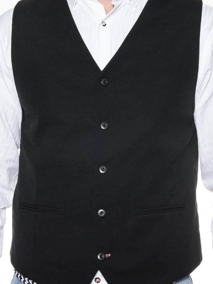 Solid Svart Stickad Väst för wholesale av Luchiano Visconti
