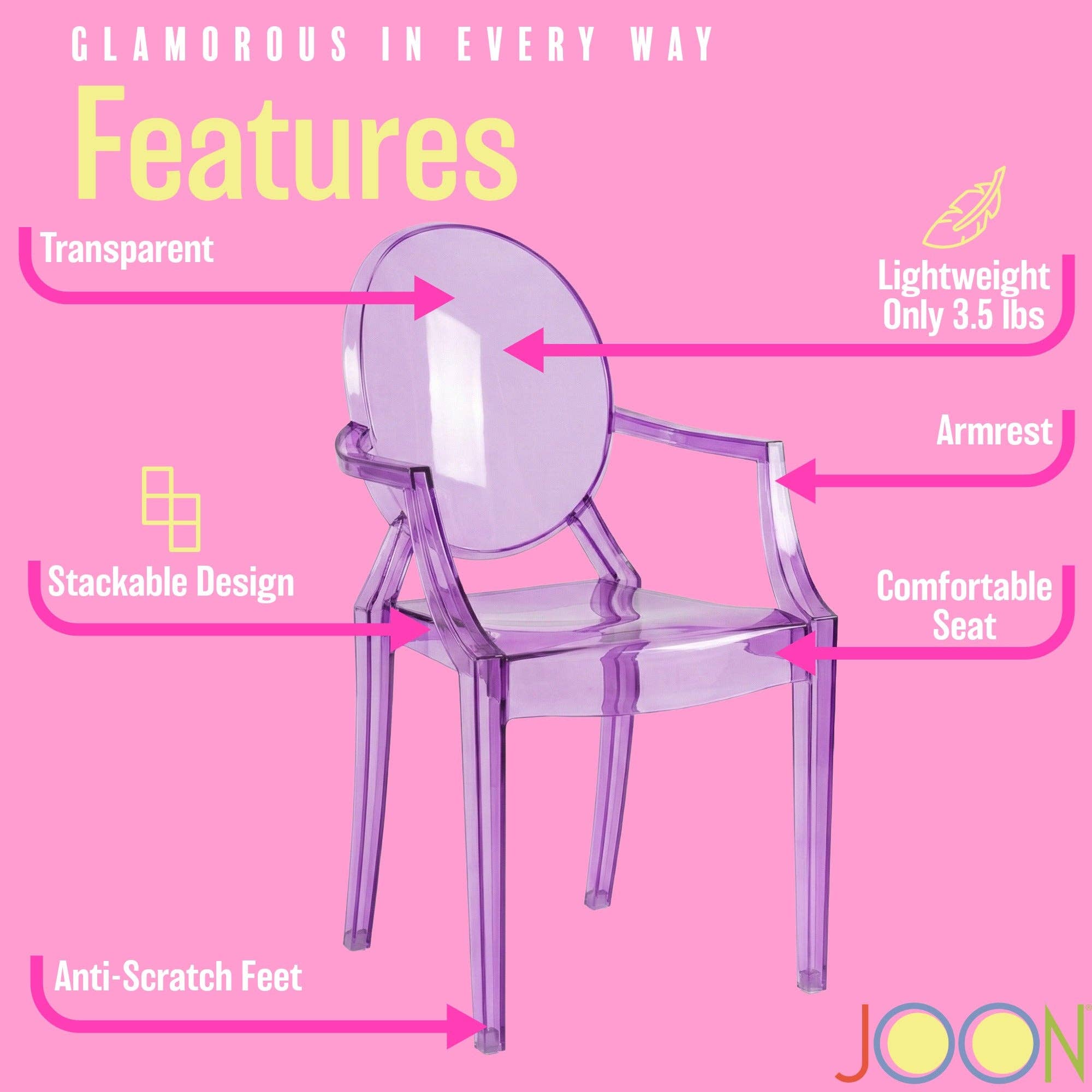 ShopBobbys - Wholesale Chair - Kids - JOON 2 Pack Kids Ghost Chairs with Armrest, 25x13x14.5 Inches, Transparent9