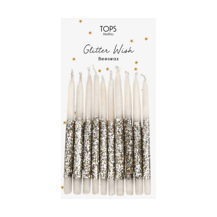 TOPS Malibu - Wholesale Cake Candle - Glitter Wish 3" Beeswax Candles - Gold - Set of 10