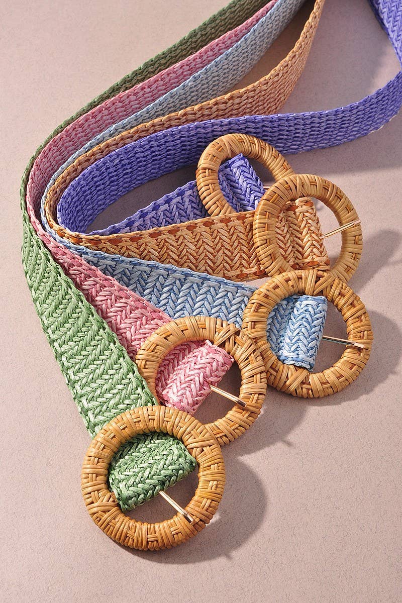 anbfashion - Wholesale Belt - Women's - STRAW ROUND BUCKLE BELT JCB17162