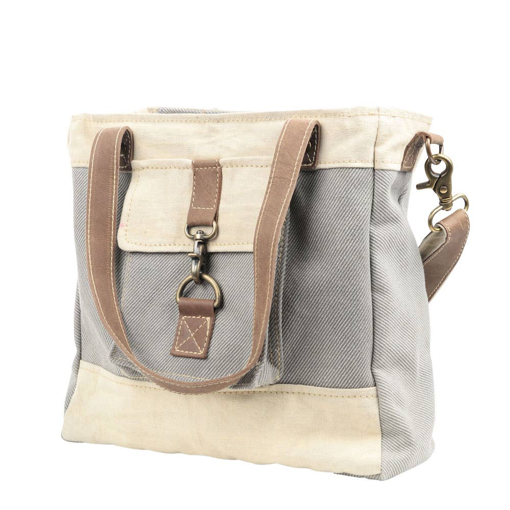 Clea Ray Canvas Bags & Clothing - Vendita all'ingrosso Borsa a tracolla - Donna - Borsa a tracolla in tessuto misto grigio e crema2
