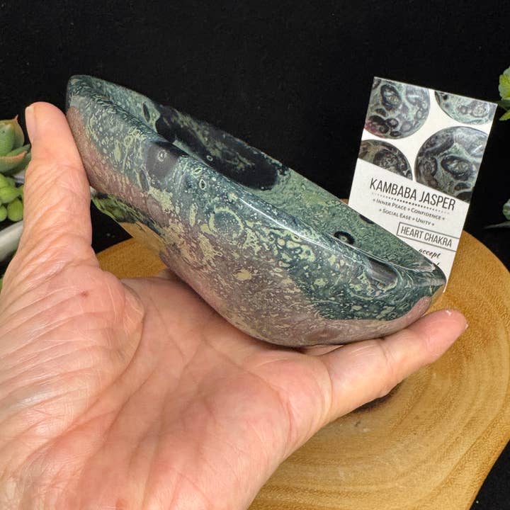 The 7 Directions - Wholesale Spiritual Stone/Crystal - Kambaba jasper bowl w/ info card F5894