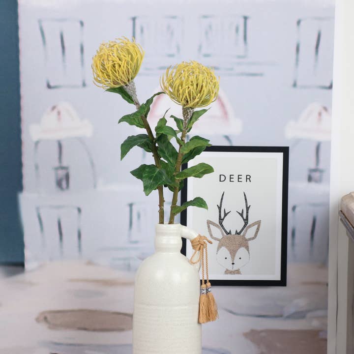 Angel Isabella - Wholesale Artificial Flowers - 29"Large Artificial Saffron Pincushion Needle Protea5