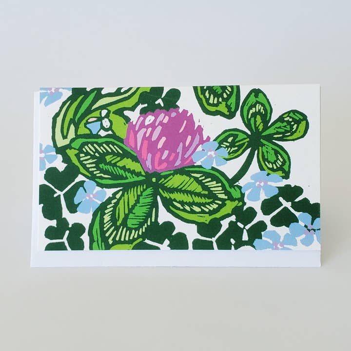 Purple Clover Spring Flower Mini Note Card, Florist Gift Tag for wholesale by Little Green