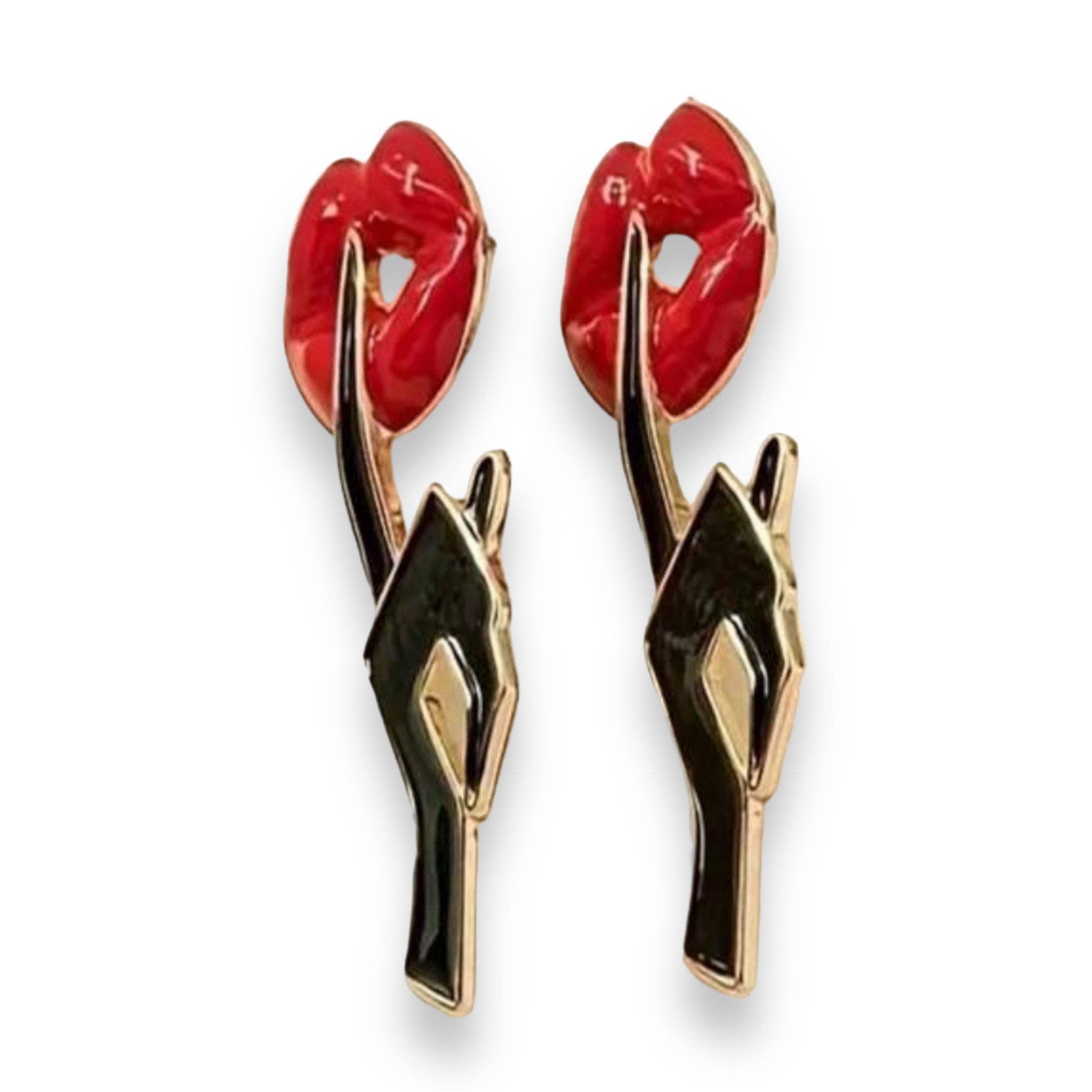 Kinky Pleasure - Wholesale Dangle Earrings - Kinky Pleasure - S029 - Earrings - Lips With Hand - SSST Be Quiet3