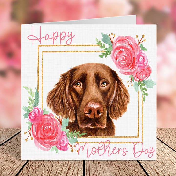 Liver Flatcoat Retriever Mothers Day Card for wholesale by Cloud Jellybean Art