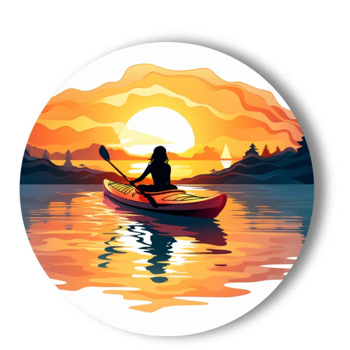 Sunset Kayaking Sticker - Transparent/Opaque Vinyl for wholesale by National Parks and Beyond