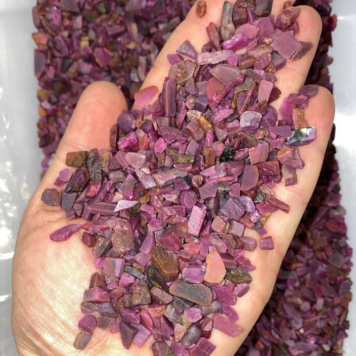 New Moon Beginnings - Wholesale Spiritual Stone/Crystal - Bulk Ruby Semi-Polished Chips (1 lb. Bag), Natural Ruby Gemstone Chips