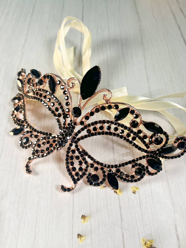 Happy Dream Gifts - Vente Déguisement – unisexe - Masque de mascarade en diamant noir, masque doré pour fête d'Halloween2