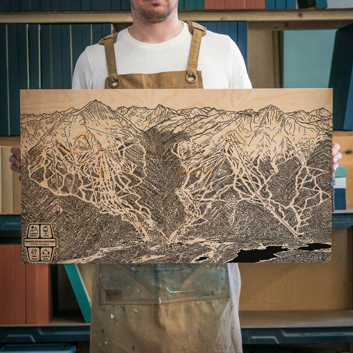 Carte des pistes de ski de Whistler Blackcomb, Colombie-Britannique pour la vente par Benoit's Design Co.