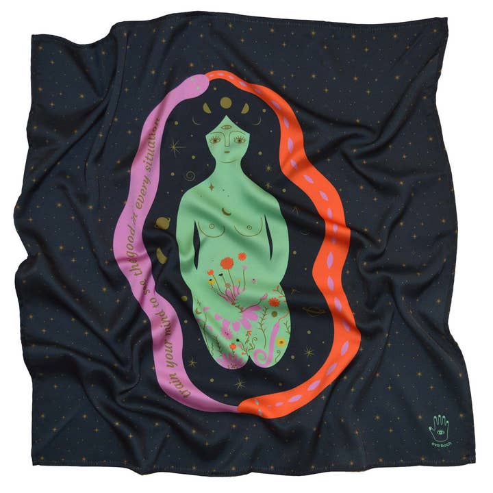 Eva Boch - Wholesale Scarf - Women's - Tela de Lectura de Tarot del Altar de la Diosa Cósmica