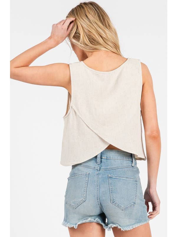 Final Touch - Wholesale Tank Top - Women's - Linen Round Neck Sleeveless Top - NT31457A
