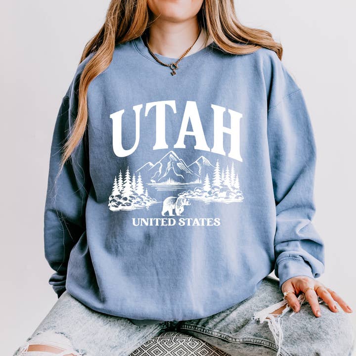 Utah Forest Scene | Lightweight Garment Dyed Sweatshirt for wholesale by Olive And Ivory Wholesale
