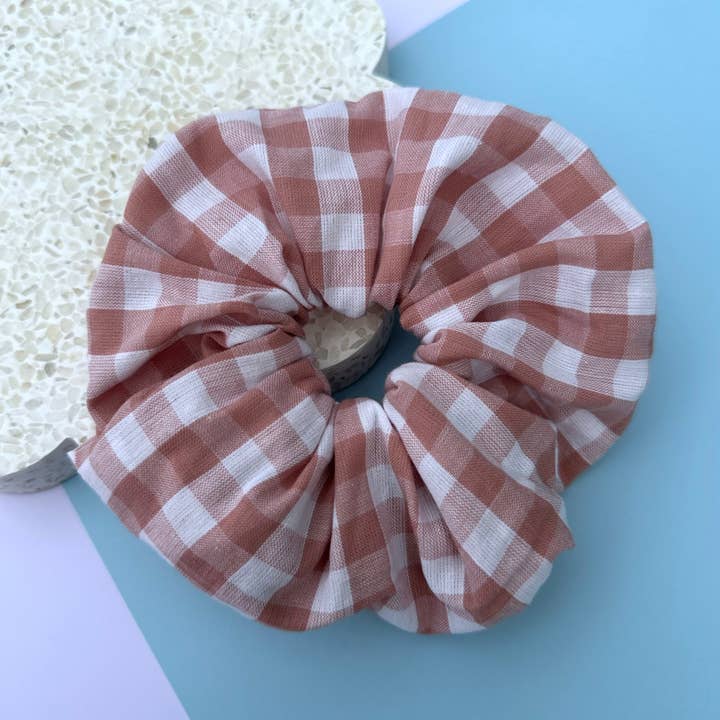 Handmade Jems - Wholesale Scrunchie - Women’s - Candy Pink Gingham Scrunchie0