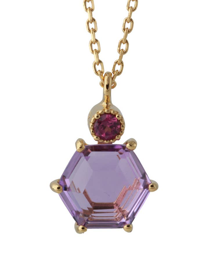 silver necklace with amethyst and garnet for wholesale by Campur GmbH