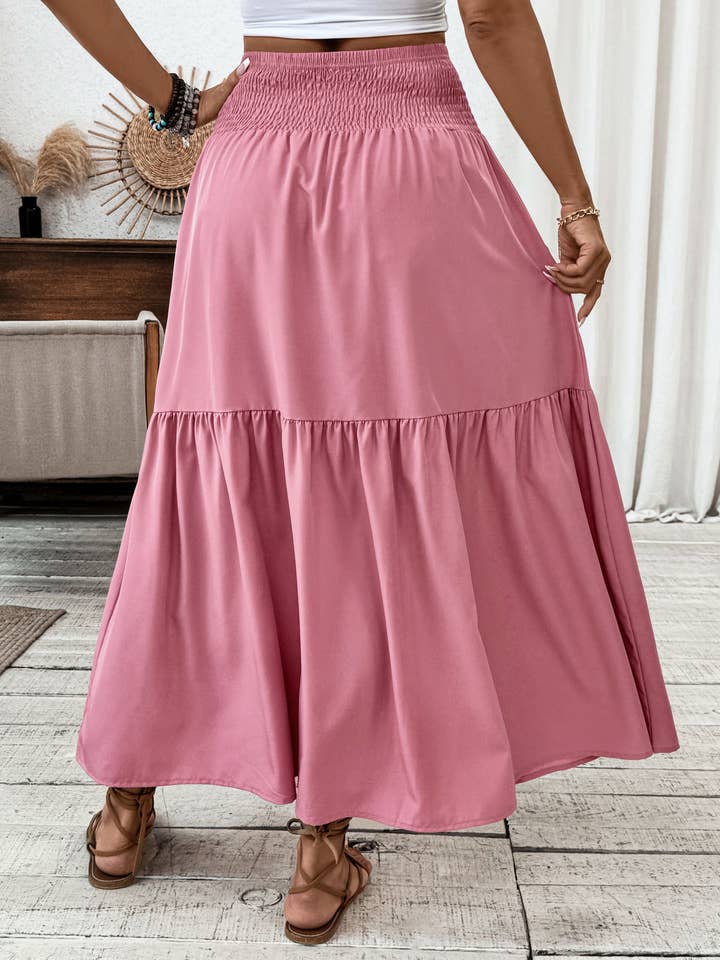 Rosa Clothing - Wholesale Skirt - Women's - Ditsy Floral Smocked Waist A-Line Skirt18