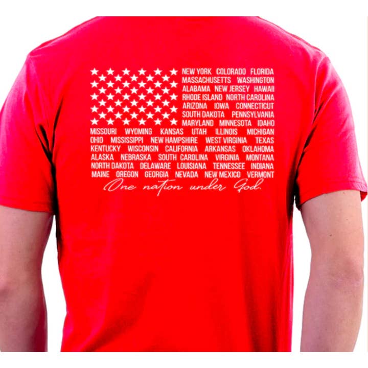 Camisa con la bandera de los nombres de los estados con bolsillo frontal de 1776 para venta al por mayor de Ashton Grove Ltd Co