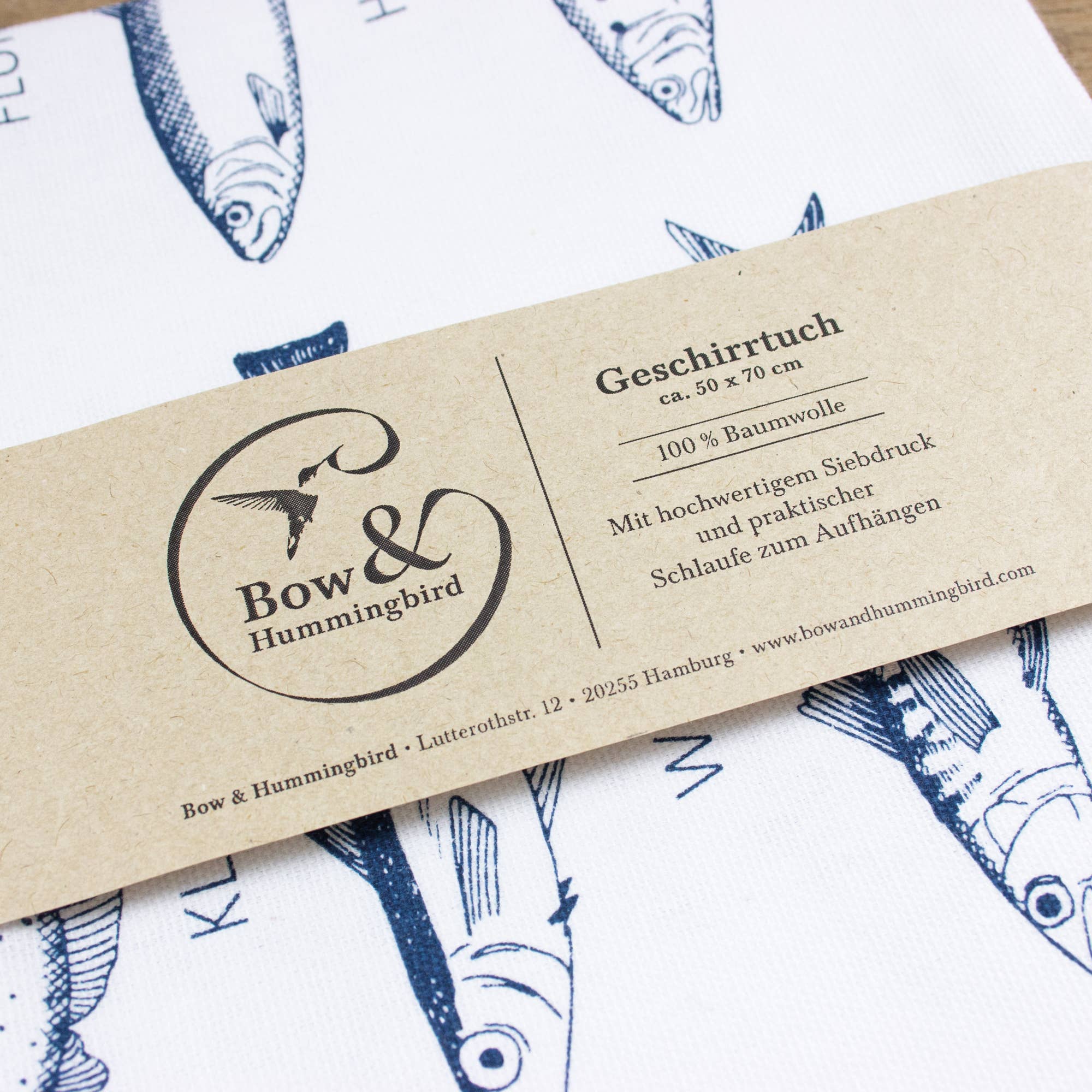 Bow & Hummingbird – wholesale Kökshandduk – Maritim kökshandduk havsfiskar1