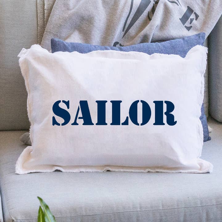 Rustic Marlin - Wholesale Lumbar Pillow - Personalized Your Word Stencil Lumbar Pillow