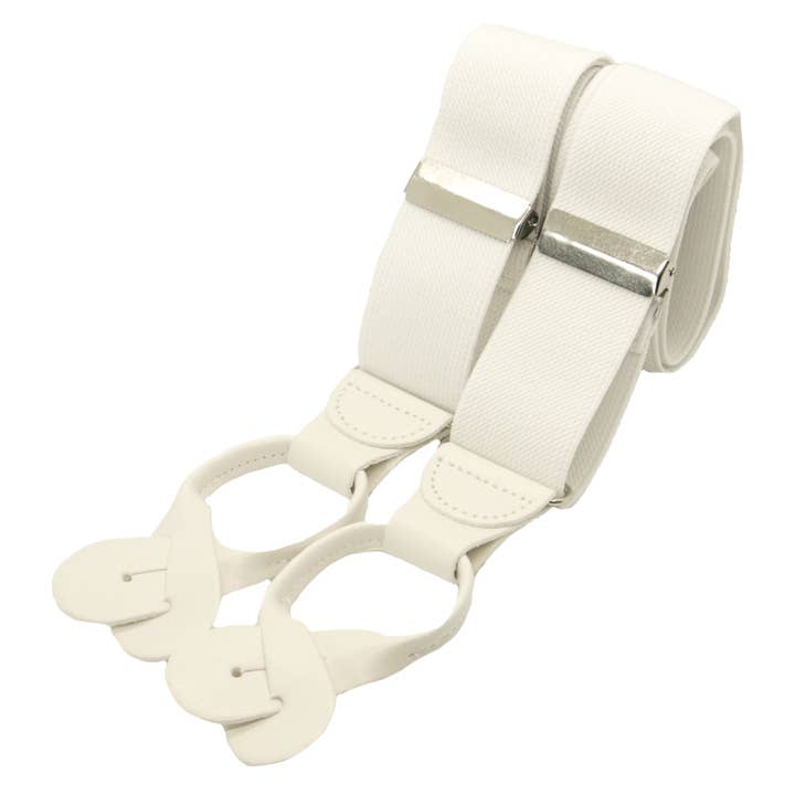 White Rolled Leather End braces CN for wholesale by Dalaco - incorporating David Aster