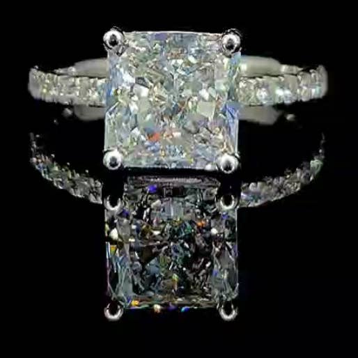 Bague de mariage élégante en or blanc 14 carats avec diamant carré radiant certifié IGI pour la vente par Kalindi Jewels