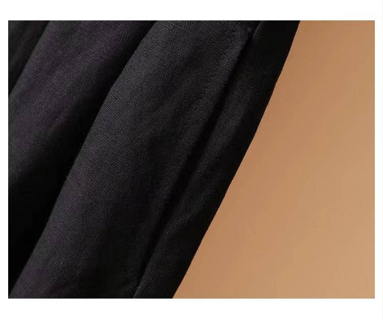 Chicto - Vente Pantalon – femme - Culottes larges raccourcies en coton et lin7