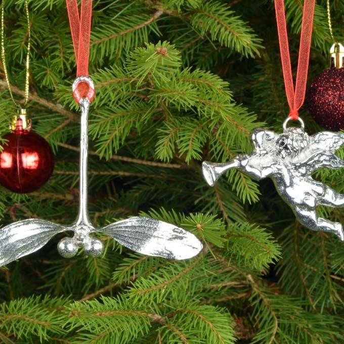 Glover & Smith - Wholesale Ornament - Cherub Angel Pewter Christmas Tree Decoration3