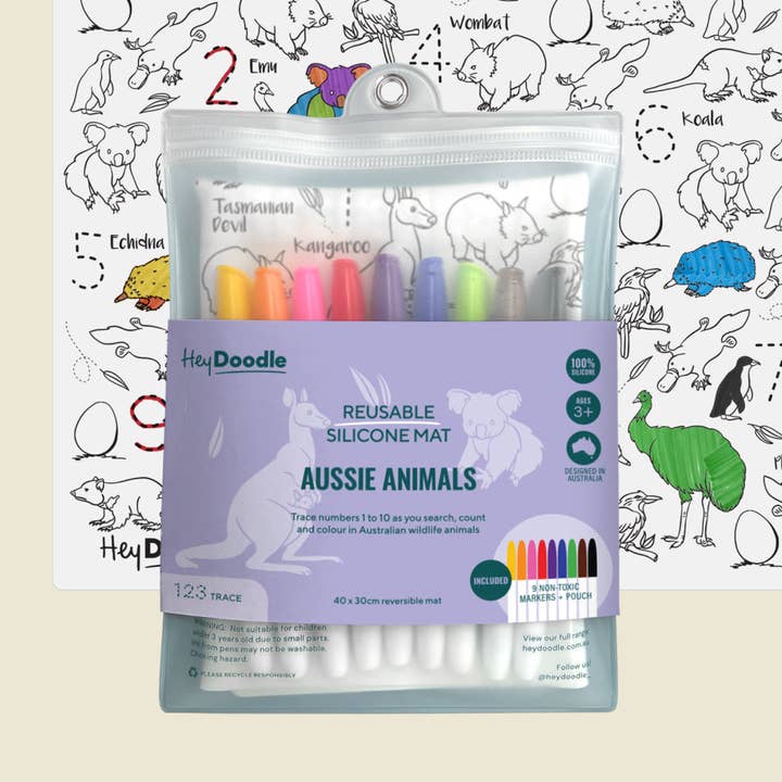 Aussie Animals Classic Coloring & Doodle Mat for wholesale by HeyDoodle