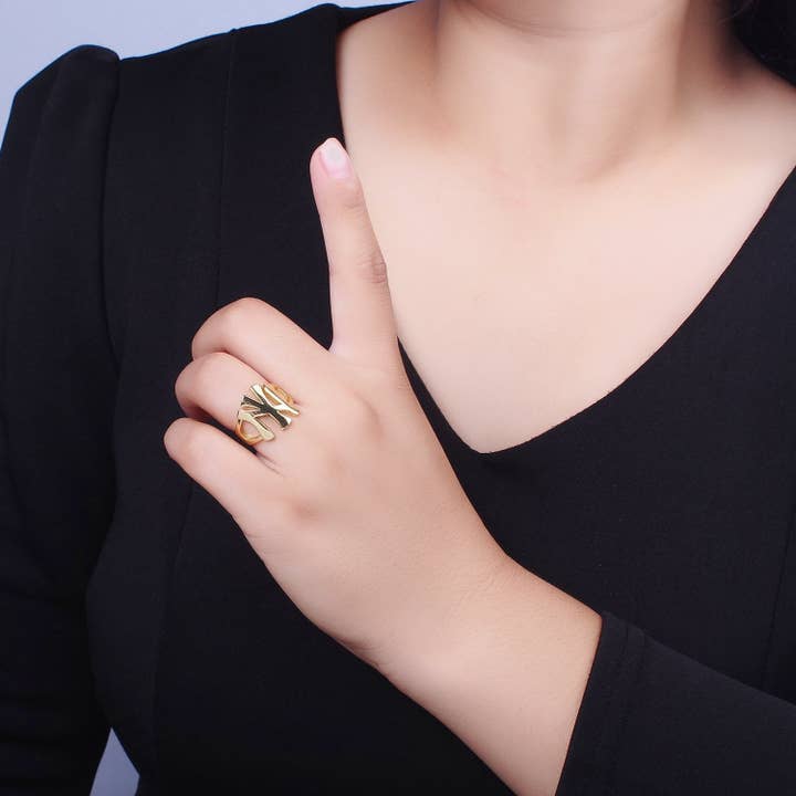 Aim Eternal - Wholesale Band/Stacked Ring - Gold New York NY Yankees Baseball Statement Ring | R032