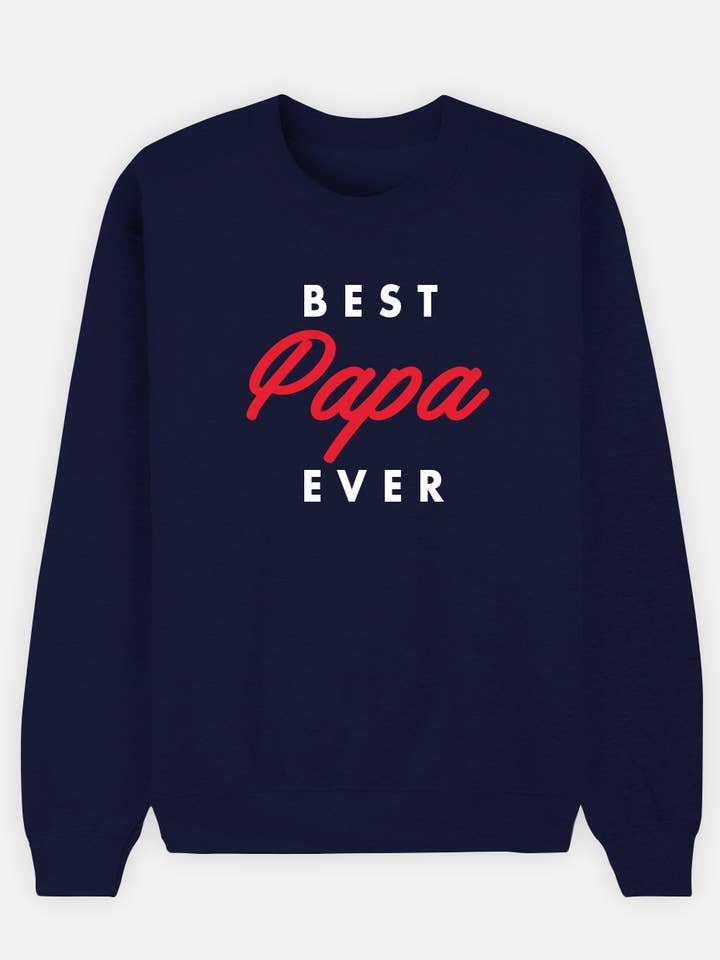 Wooop - Wholesale Graphic Sweatshirt - Men's - MEN'S BEST PAPA EVER NAVY SWEATSHIRT