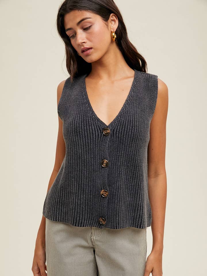 BUTTON-UP SWEATER VEST / WL25-10691 for wholesale by Wishlist Apparel