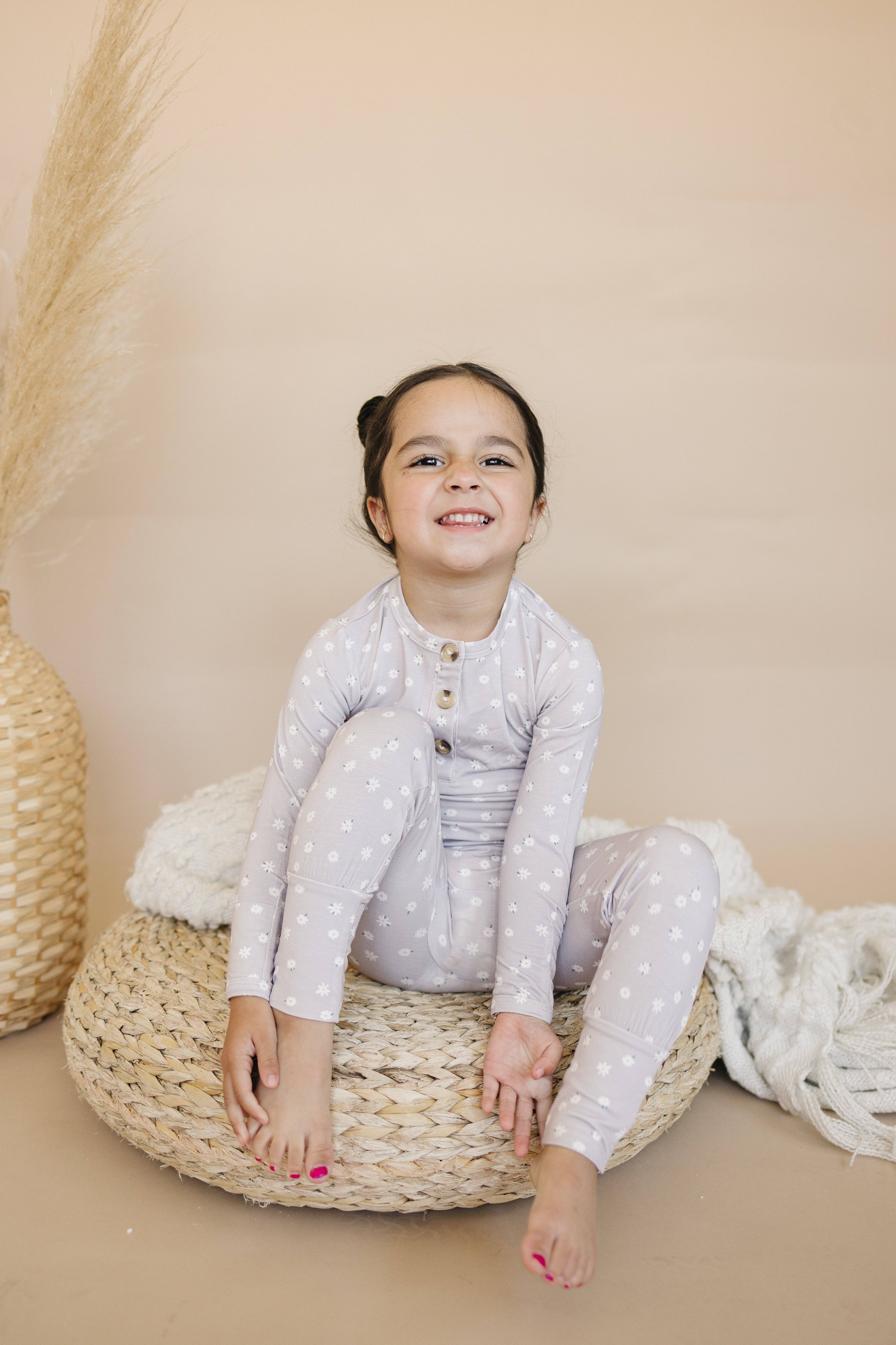 Little Joy Co. - Wholesale Sleepwear Set - Kids - Oopsie Daisy 2pc Henley Bamboo Pajamas - Sizes Newborn & Up!12