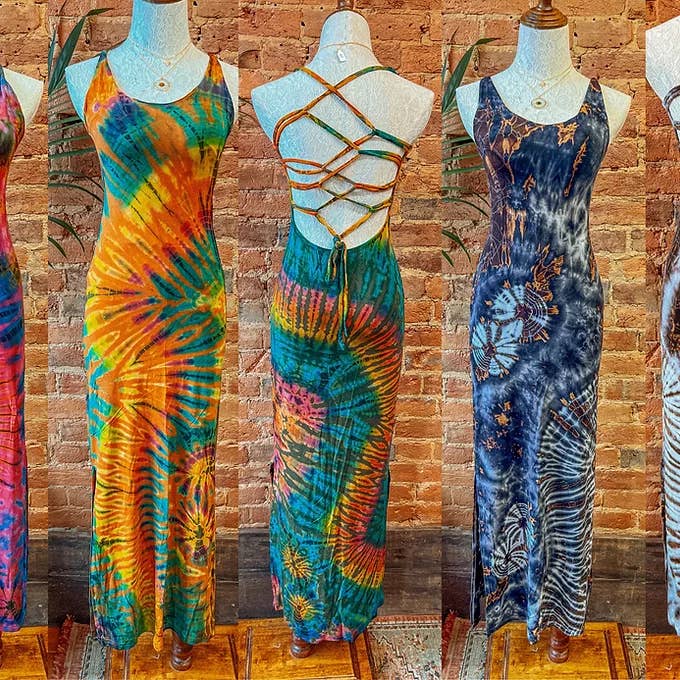 Gardenbelle Shop - Wholesale Dress - Women's - Stretchy Tie Dye Lace Back Maxi Dress