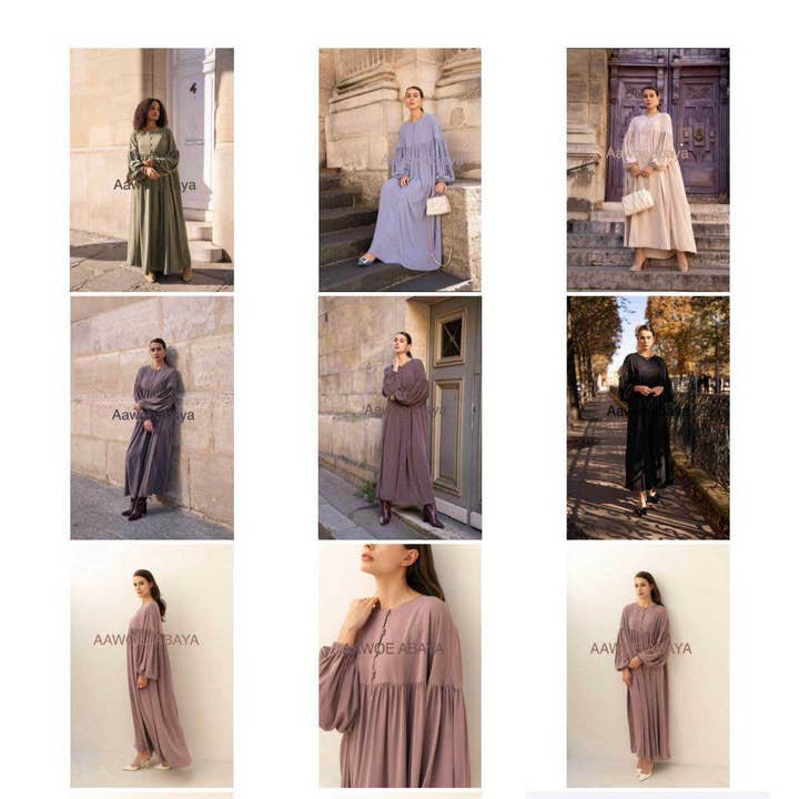 Aawoe Abaya – Hijab - Mulher por atacado – Vestido Abaya Chic com Mangas Bufantes - 2432-ROB9