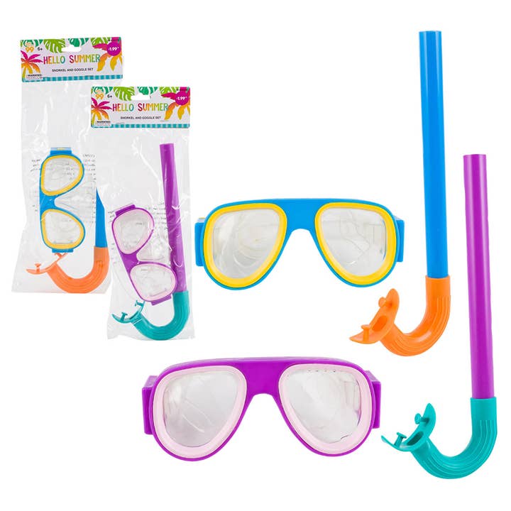 Snorkel & Goggle Set Style #2 for wholesale by Deluxe Import Trading