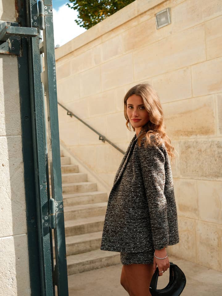 LULUMARY - Wholesale Suit Jacket - Women's - Sequin tweed jacket V3449